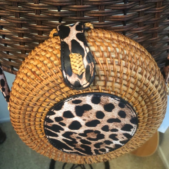 NWT Romeo Roma Wicker Bag Leopard Print - Picture 3 of 5